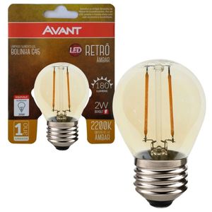 Lâmpada Led Bolinha G45 Filamento E27 Âmbar 2W Bivolt Avant
