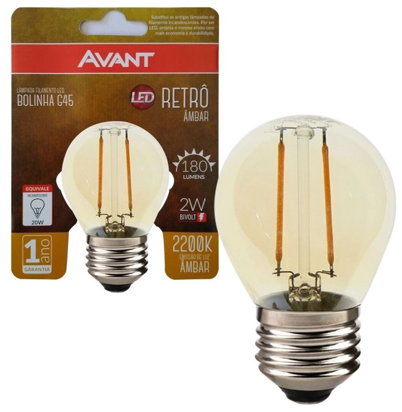 Lampada-Led-Bolinha-G45-Filamento-E27-Ambar-2W-Bivolt-Avant