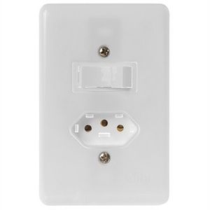 Interruptor 1 Tecla Simples +1 Tomada 2P+T 6-10A 250V Stylus Ilumi