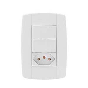 Conjunto 2 Interruptores Simples + Tomada 10A 250V Ilumi