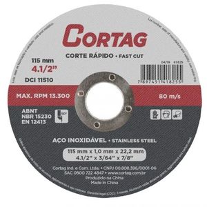 Disco de Corte Inox 115x1,0x22,22mm Cortag