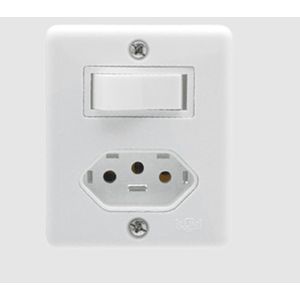 Conjunto Interruptor Simples Sobrepor 6A + Tomada 2P+T 10A 250V Ilumi