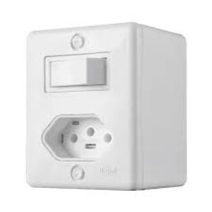 Conjunto Interruptor Simples Sobrepor 6A+Tomada 2P+T 20A 250V Ilumi