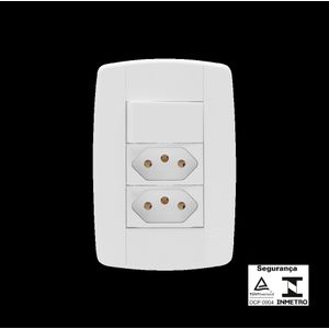 Conjunto Interruptor Simples+ 2 Tomadas 10A 250V Ilumi Lev