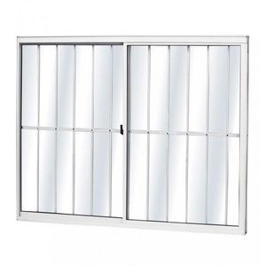 Janela De Correr Com Grade Home Natural Canelado 2 Folhas 0,80CmX1,00m Quality
