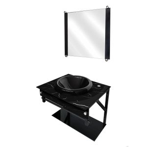 Conjunto de Vidro Para Cuba de Bancada Gg50apxe Carrara Preto Vmex