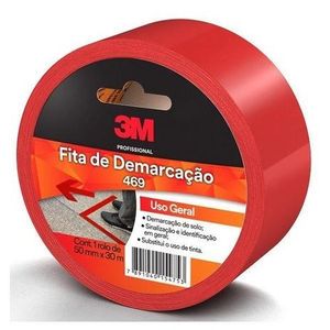 Fita Para Demarcação de Solo Vemelha 50mmx30m 3m