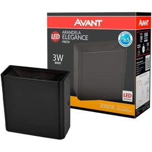 Arandela LED Elegance Rischi Preta 6w 3000k Ip65 Bivolt Avant