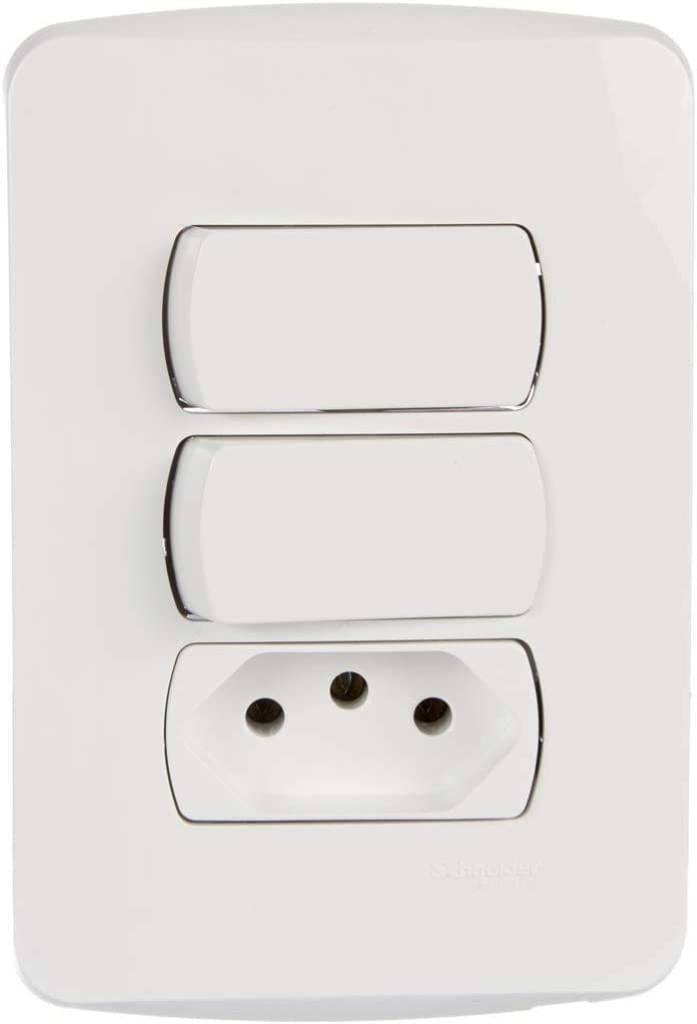 2-Interruptores-Simples---Tomada-2p-t-10-Amperes-250-Volts-Miluz-Schneider