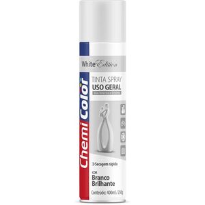 Tinta Spray Uso Geral Branco Brilhante 400ml Chemicolor