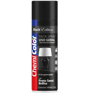 Tinta Spray Uso Geral Preto Semi Brilho 400ml Chemicolor