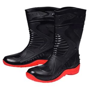 Botina Pvc Tipo Motociclista Cano Médio Preto e Vermelho Número 39 Worker