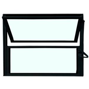 Basculante 80x40Cm 2 Folhas Preto Vidro Liso Quality