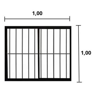 Janela de Correr Com Grade Preto 1,00x1,00Cm 2 Folhas Liso Quality