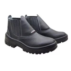 Bota de Couro Com Elástico Com Bico de Aço Nº39 Preta Kadesh Cartom