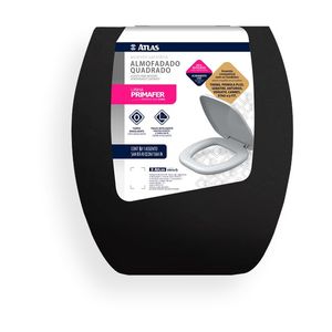 Assento Sanitário Almofadado Quadrado Preto Plástico Atlas