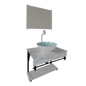 Gabinete Vidro Reto Dallas S50CR PPQ-T Carrara Branco Vmex
