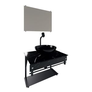 Gabinete Vidro Reto Dallas S50CR PPQ-T Carrara Preto Vmex