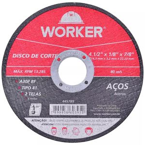 Disco Corte Aço 4.1/2x1/8x7/8 Worker