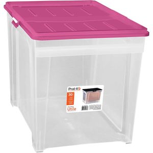 Caixa Incolor Tampa Rosa 30 Litros Pratk