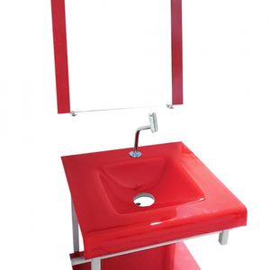 Gabinete 45x45 Cuba Quadrado Vermelho Barroco com Espelho Vmex