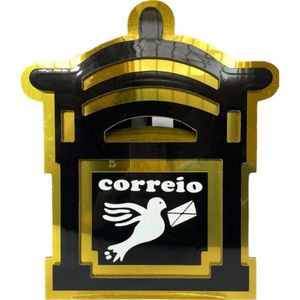 Porta Carta Real Acm Igreja Preto com Ouro Metal Plast