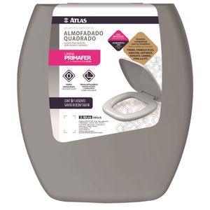 Assento Sanitário Almofadado Quadrado Cinza Plástico Atlas