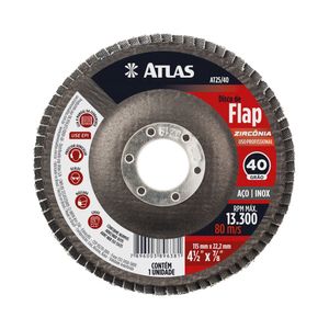 Disco Abrasivo Flap 115MM G40 Zirconia Atlas