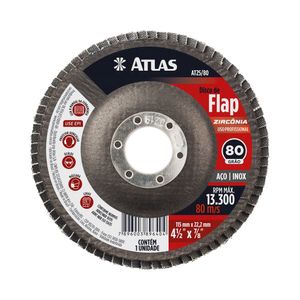 Disco Abrasivo Flap 115MM G80 Zirconia Atlas