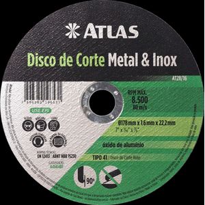 Disco de Corte Metal Inox 178mmX1,6mm Atlas