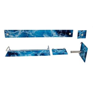 Kit Para Banheiro 05 Peças Vidro Carrara Azul Vmex