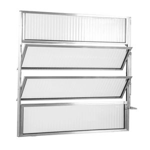 Basculante 80x80Cm Vidro Canelado Natural Aluvid